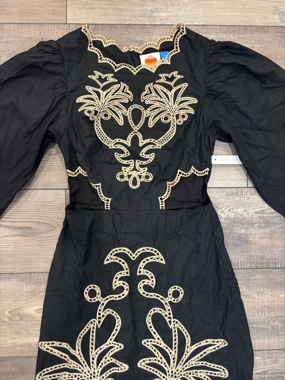 Farm Rio x Anthropologie Long Sleeve Cutout Embroidered Midi Dress - Picture 4 of 7